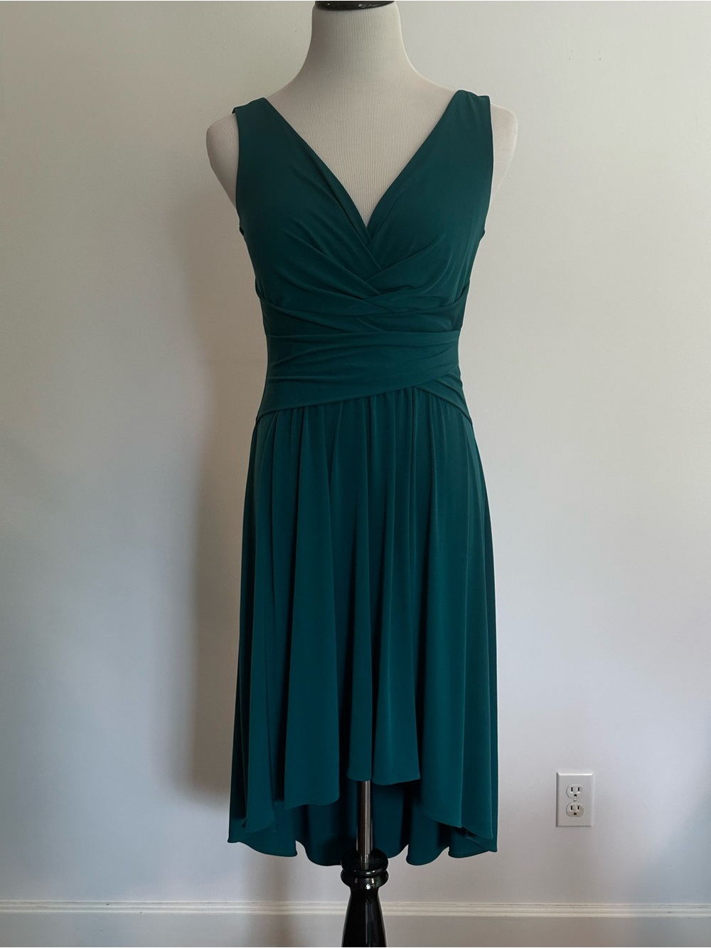 Suzi Chin for Maggy Boutique Teal V-Neck High-Low Dress